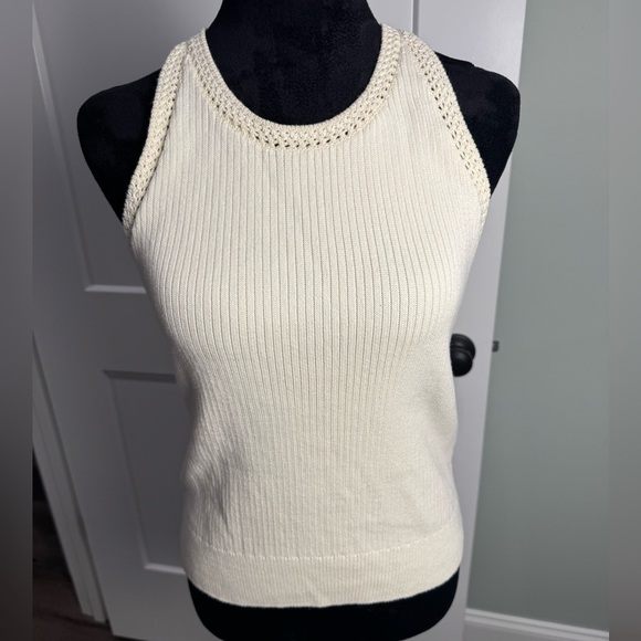NEW RAG & BONE REVOLVE IVORY RIBBED HALTER TOP crochet - Picture 2 of 7